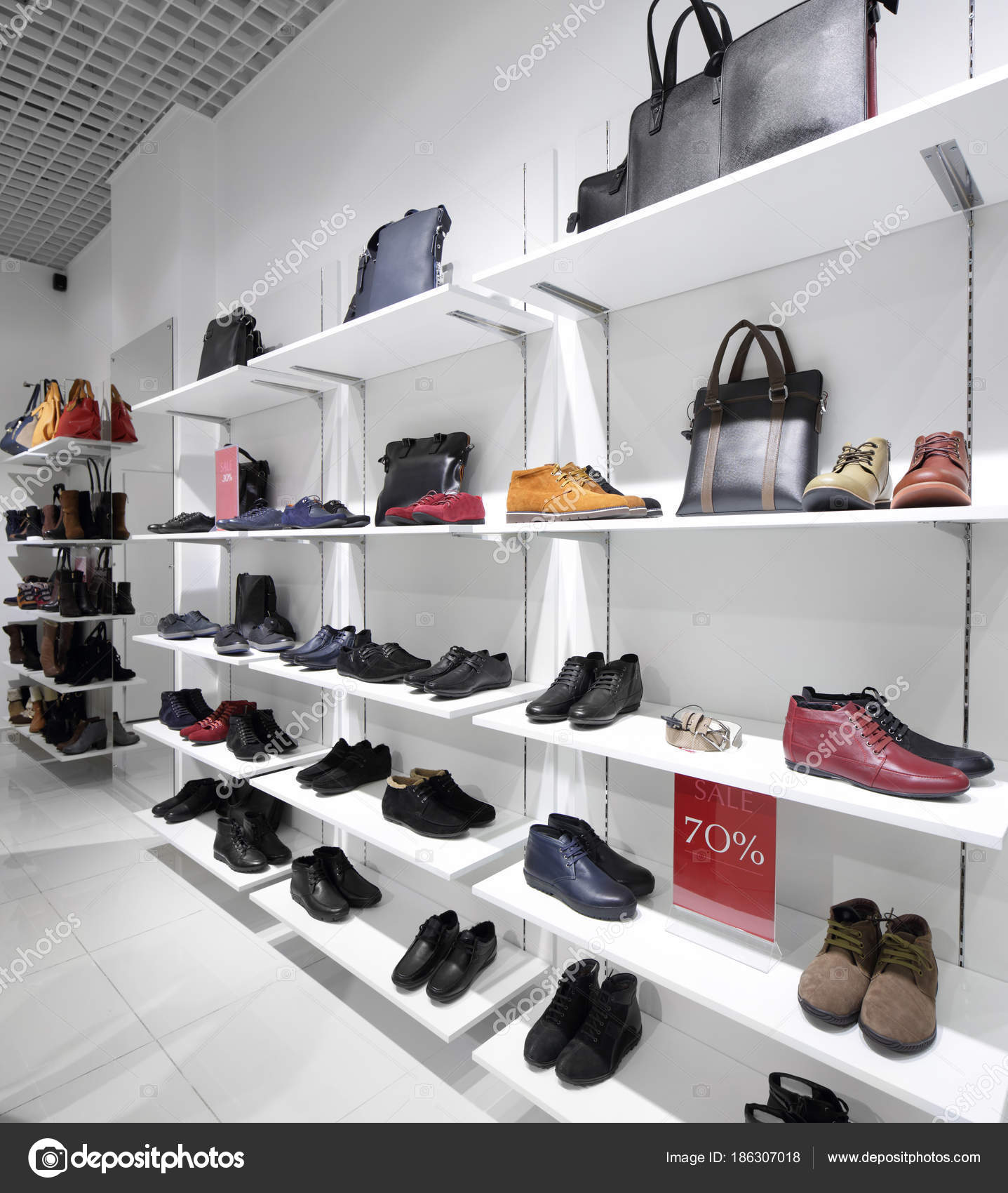 Interior of shoe store in modern 