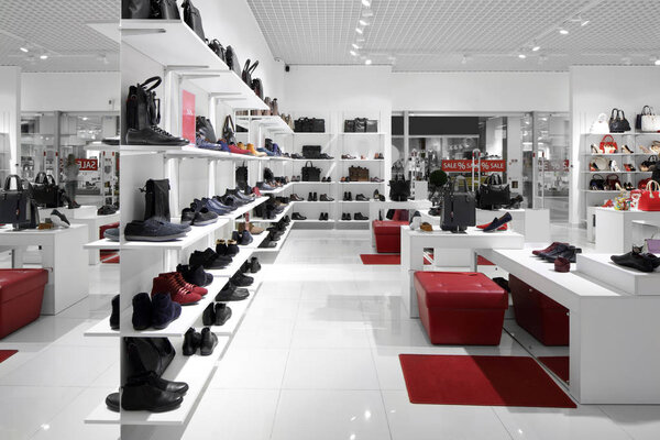 interior of shoe store in modern european mall