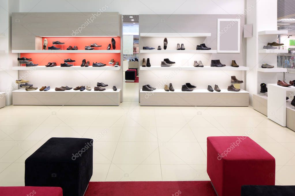 interior of shoe store in modern european mall