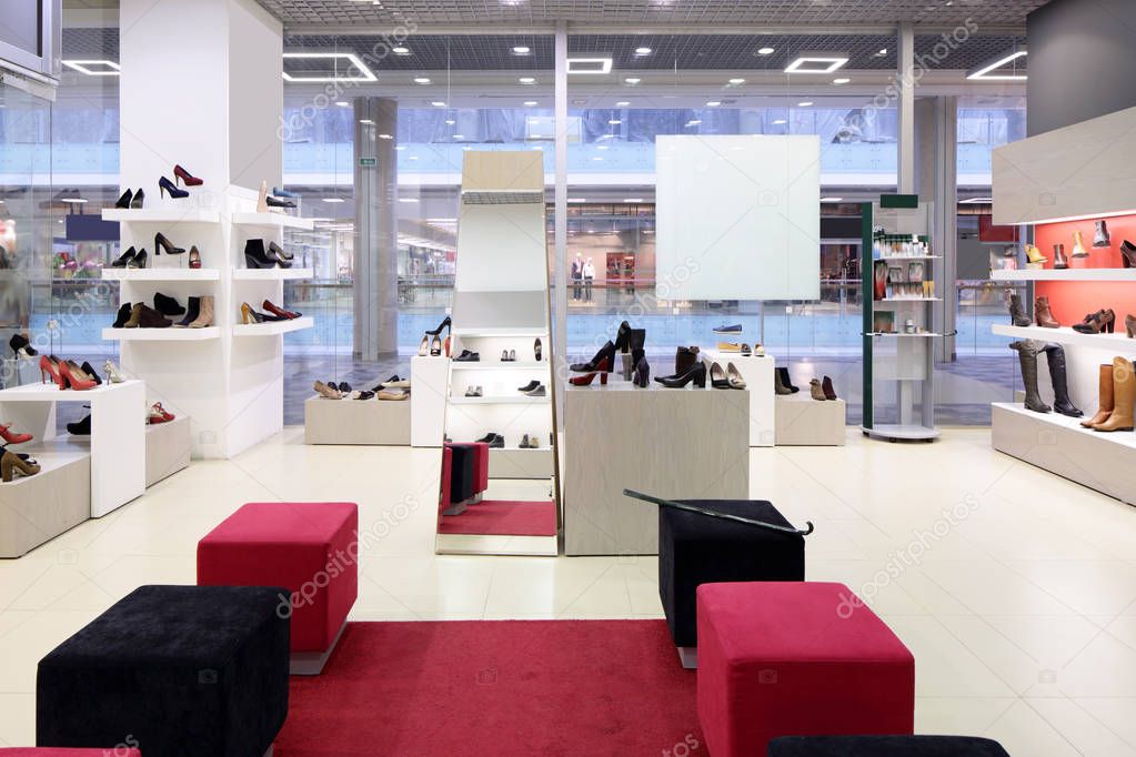 interior of shoe store in modern european mall