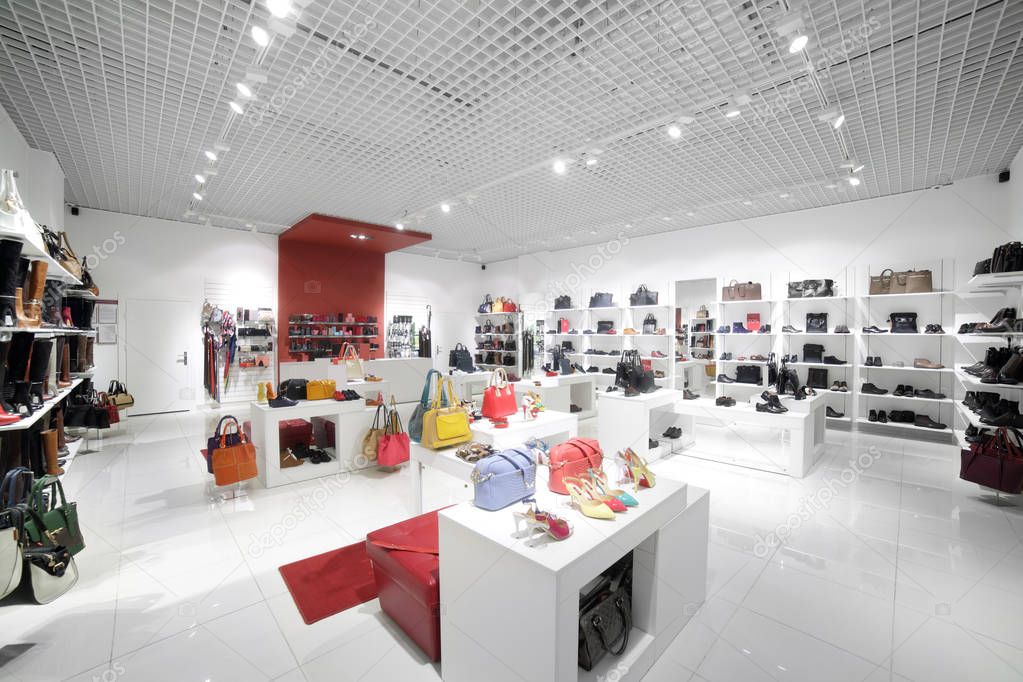 interior of shoe store in modern european mall