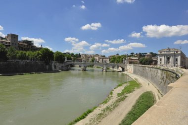 Panorama görünüm St. Peter's Bazilikası St Angel'ın Kalesi, Roma İtalya