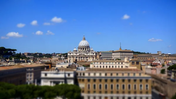 Pemandangan Panorama Basilika Santo Petrus Dari Kastil Angel Roma Italia — Stok Foto