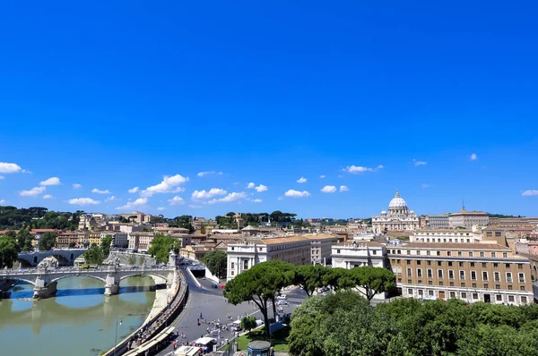 Panorama Vista Basílica San Pedro Desde Castillo San Ángel Roma — Foto de Stock