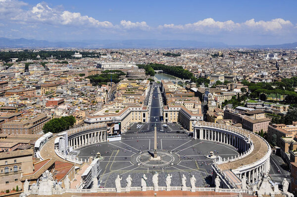 Panorama View of Rome city from top of St. Peter's Basilica, Rome Italy