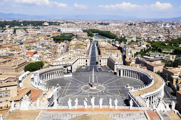 Panorama View of Rome city from top of St. Peter's Basilica, Rome Italy