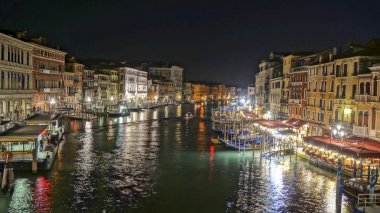 Kanal gece sahne Venedik İtalya