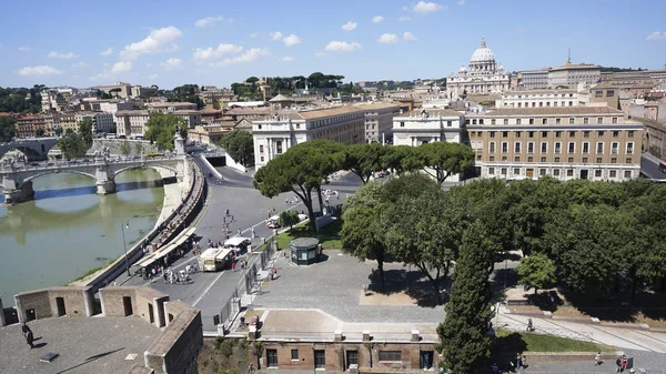 Pemandangan Panorama Basilika Santo Petrus Dari Kastil Angel Roma Italia — Stok Foto