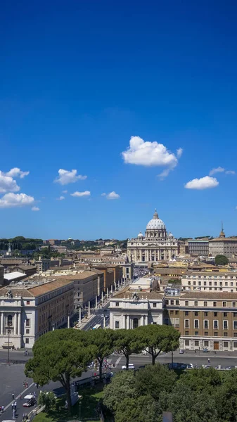 Pemandangan Panorama Basilika Santo Petrus Dari Kastil Angel Roma Italia — Stok Foto