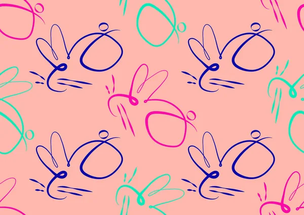 Nahtloses Muster mit bunten Kaninchen. Vektorillustration. — Stockvektor