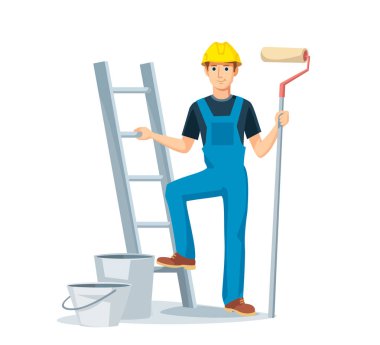 Painter man in overalls. clipart