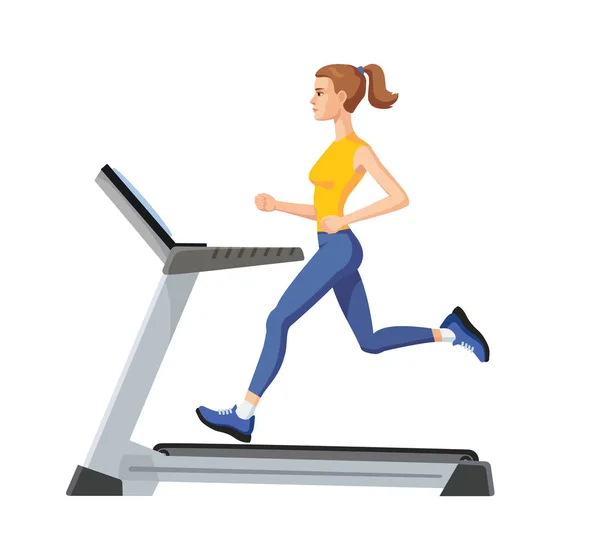 Fit woman running on treadmill. — Stock Vector