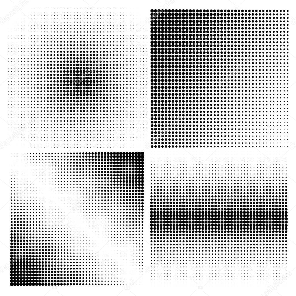 Set of halftone backgrounds. Black color