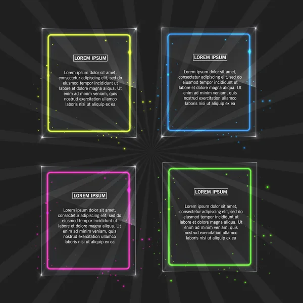 Neon çerçevelerle farklı renk kümesi — Stok Vektör