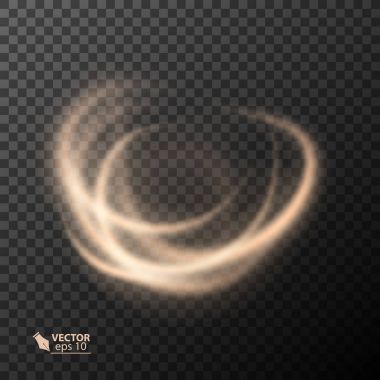 Işık efekti altın çizgi vektör daire. Parlayan ışık yangın ring izleme. Saydam arka plan üzerinde Glitter sihirli ışıltı girdap iz etkisi.