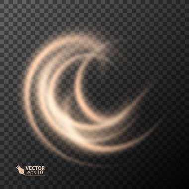 Işık efekti altın çizgi vektör daire. Parlayan ışık yangın ring izleme. Saydam arka plan üzerinde Glitter sihirli ışıltı girdap iz etkisi.