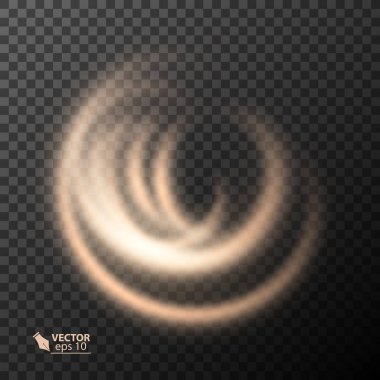 Işık efekti altın çizgi vektör daire. Parlayan ışık yangın ring izleme. Saydam arka plan üzerinde Glitter sihirli ışıltı girdap iz etkisi.