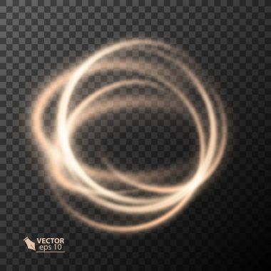 Işık efekti altın çizgi vektör daire. Parlayan ışık yangın ring izleme. Saydam arka plan üzerinde Glitter sihirli ışıltı girdap iz etkisi.