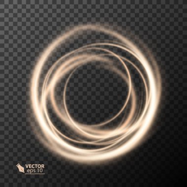 Işık efekti altın çizgi vektör daire. Parlayan ışık yangın ring izleme. Saydam arka plan üzerinde Glitter sihirli ışıltı girdap iz etkisi.
