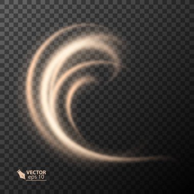 Işık efekti altın çizgi vektör daire. Parlayan ışık yangın ring izleme. Saydam arka plan üzerinde Glitter sihirli ışıltı girdap iz etkisi.