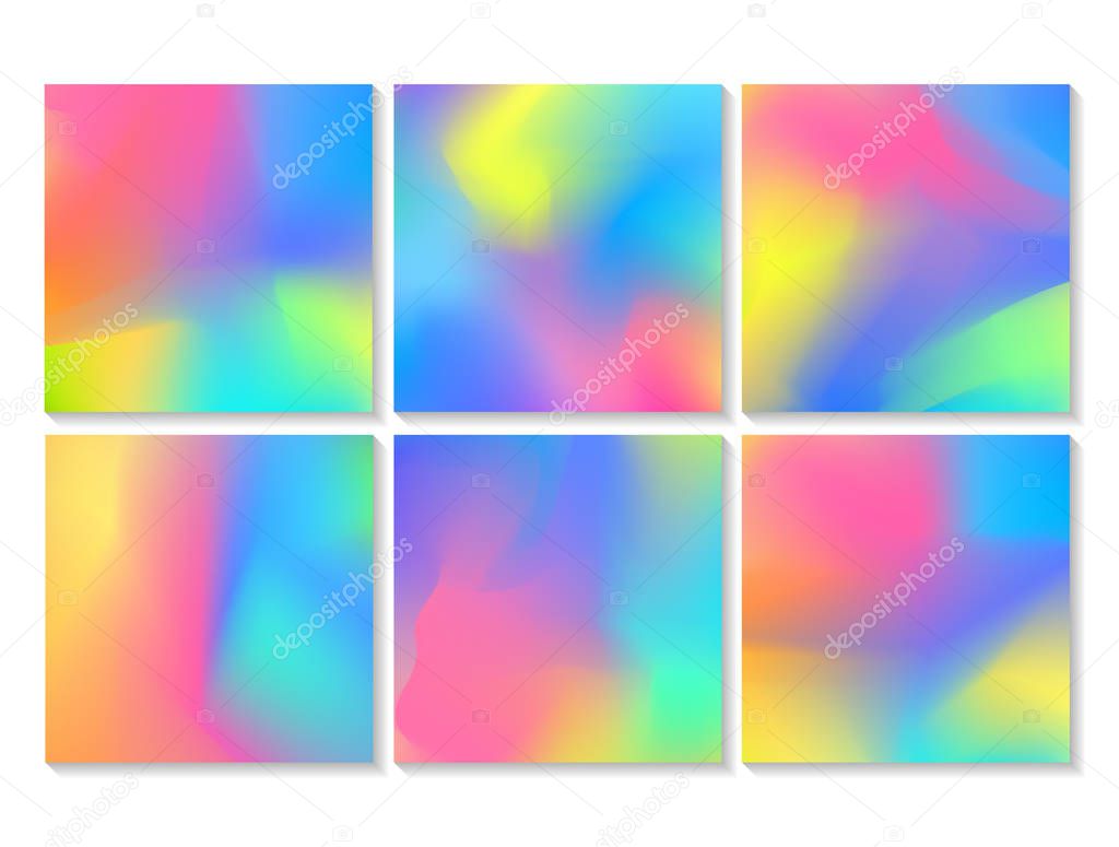 Colourful backgrounds set. Vector mesh template.