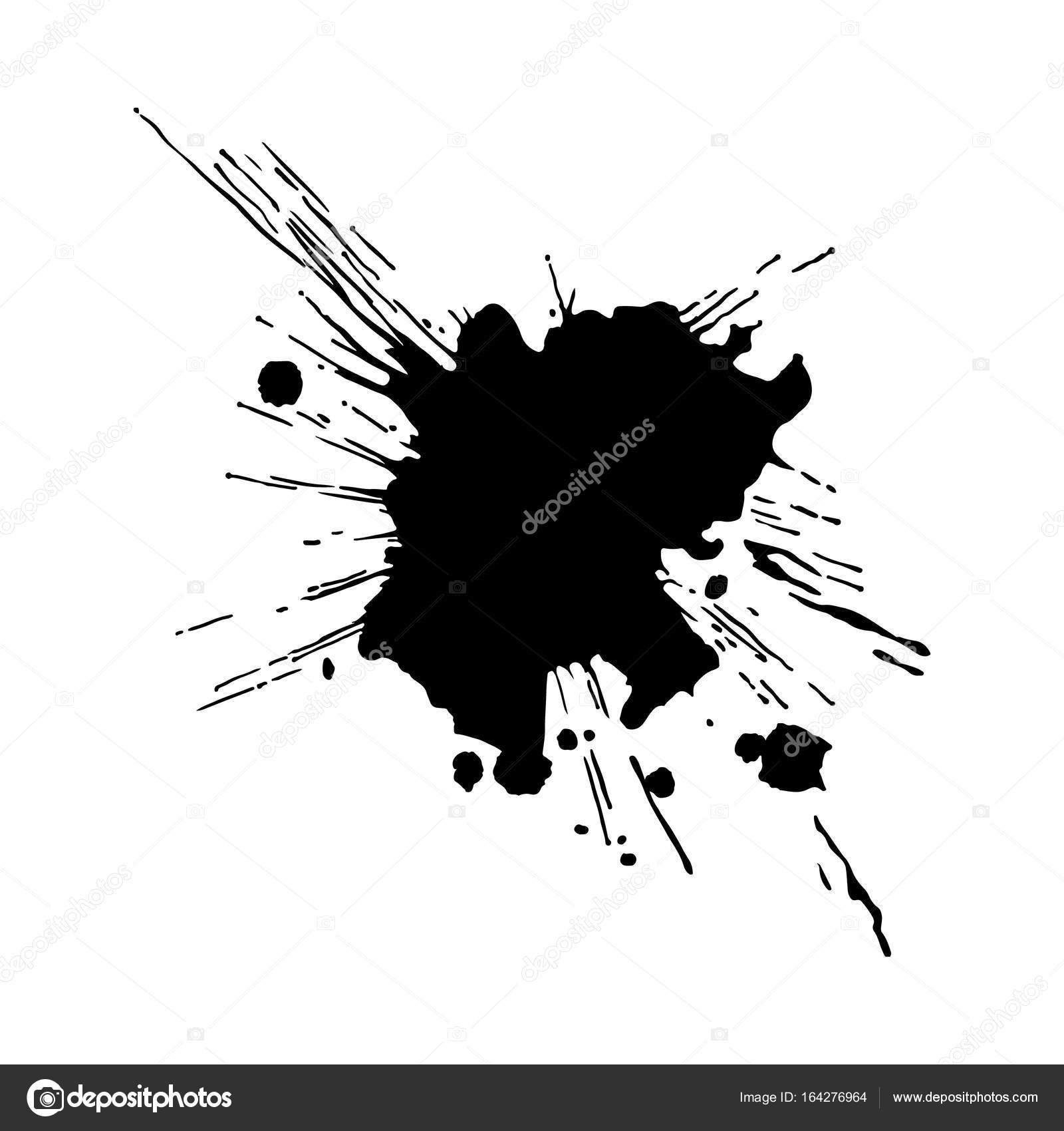 黒のインク ドロップとスプラッシュ、ベクトル イラスト クリップ アート