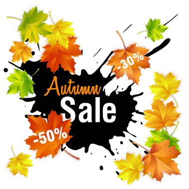 Sonbahar Satılık. Satılık tasarım sonbahar yaprakları ile düşmek