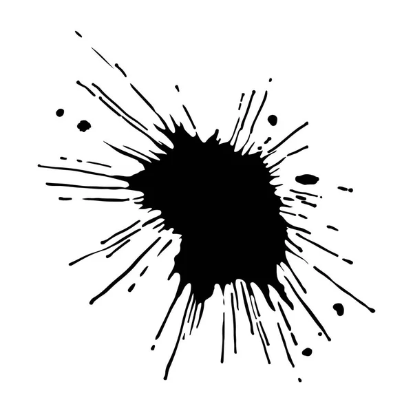 Černá inkoustová kapka a splash, vektorové ilustrace Klipart — Stockový vektor