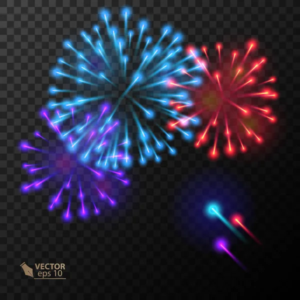 Resumen Explosión de fuegos artificiales de colores — Vector de stock