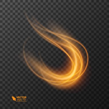 Işık efekti altın çizgi vektör daire. Parlayan ışık yangın ring izleme. Saydam arka plan üzerinde Glitter sihirli ışıltı girdap iz etkisi.