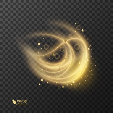 Soyut vektör büyü parlayan yıldız ışığı efekti.