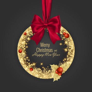 Neşeli Noel ve mutlu yeni yıl 2018 tebrik kartı, vektör çizim