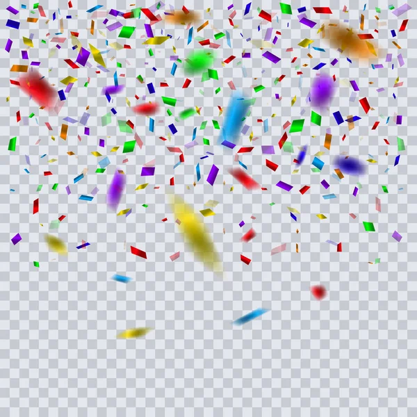 Feestelijke vectorillustratie van dalende glanzende Confetti geïsoleerd op transparante achtergrond. Decoratief Element voor uw ontwerp — Stockvector