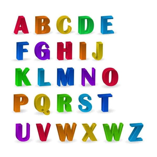 Ensemble d'alphabets colorés avec des chiffres, des chiffres de l'alphabet 3d pour votre publicité et conception web. Illustration vectorielle — Image vectorielle