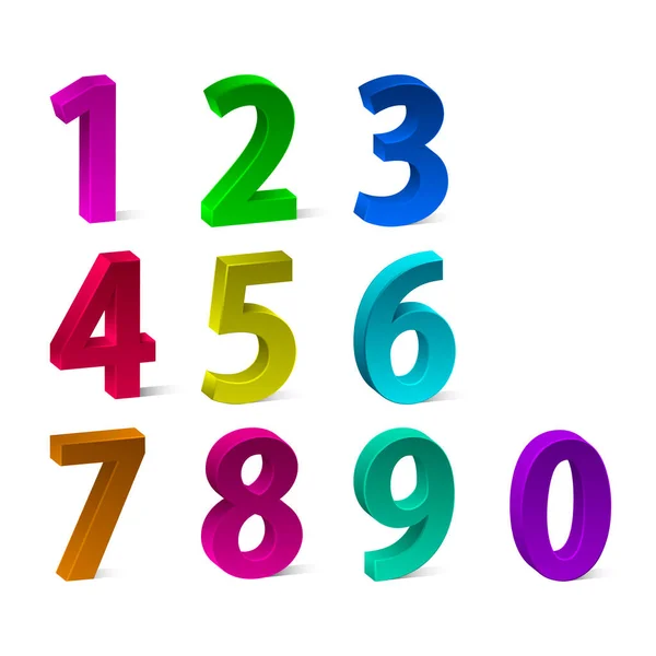 Set de numere colorate 3d pentru publicitate și web design. Ilustrație vectorială — Vector de stoc