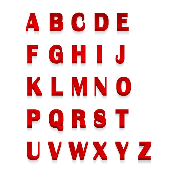 Κόκκινο 3d γράμματα αλφάβητο, γράμματα. Σχεδιασμός του κόκκινο abc για την τυπογραφία, εικονογράφηση διάνυσμα — Διανυσματικό Αρχείο