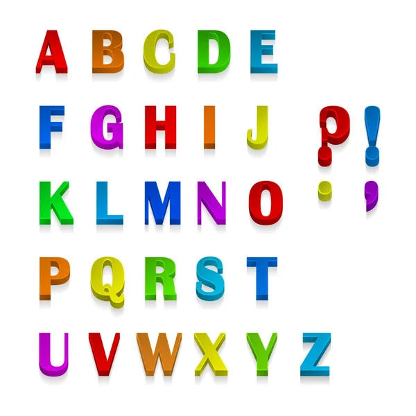 Polices 3d multicolores, disponibles toutes les lettres. Illustration vectorielle — Image vectorielle