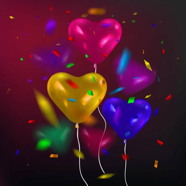 Vektor Illustration von bunten Luftballons Form des Herzens. fröhlicher Valentinstag — Stockvektor