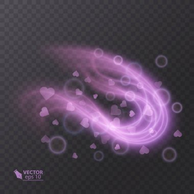 Soyut vektör sihirli parlama efekti, pembe renkli dekoratif ışık etkisi, öğe tasarımınız için
