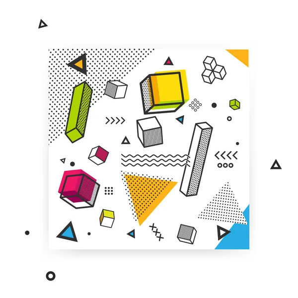 Renkli grafik elemanları ile geometrik arka plan pop sanat. Arka plan tasarım 3d öğeleri ile. Vektör eps 10