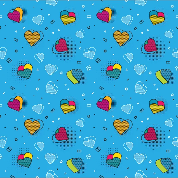 Vector seamless pattern, colorful pattern with 3d graphic elements. You can use this as a wallpaper in a childrens room — Stock Vector