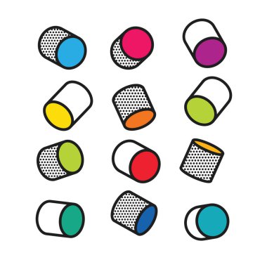 Renkli dizi pop sanat tarzı, 3d silindir vektör