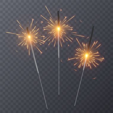 Şeffaf arka plan, Noel tatil tebrik kartı tasarım dekorasyon ışığı efekti üzerinde izole gerçekçi bengal ışık efektleri kümesi. Vektör çizim