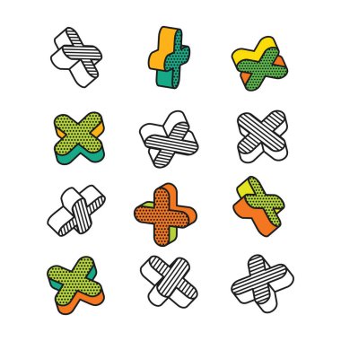 Renkli dizi pop sanat tarzı, 3d grafik öğeleri vektör