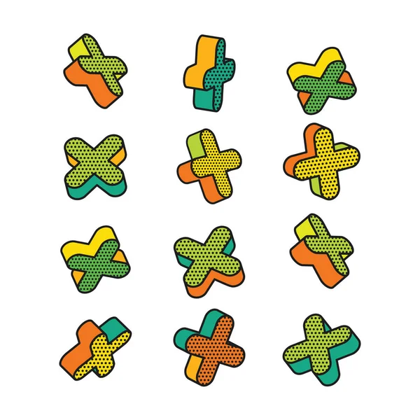 Renkli dizi pop sanat tarzı, 3d grafik öğeleri vektör