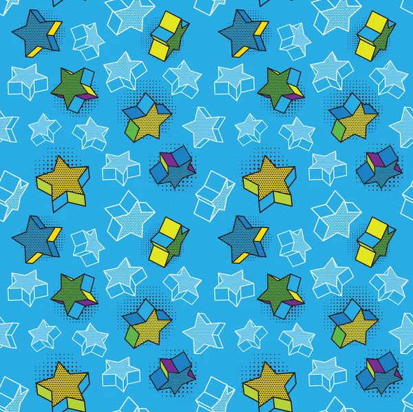 Vector seamless pattern, colorful pattern with 3d graphic elements. You can use this as a wallpaper in a childrens room — Stock Vector