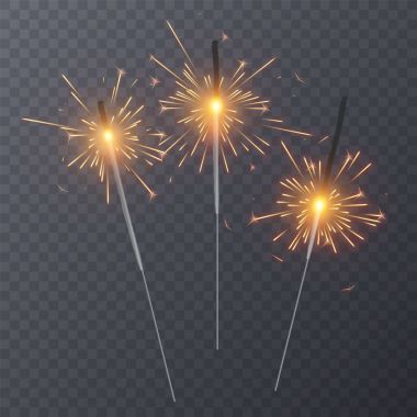 Şeffaf arka plan, Noel tatil tebrik kartı tasarım dekorasyon ışığı efekti üzerinde izole gerçekçi bengal ışık efektleri kümesi. Vektör çizim