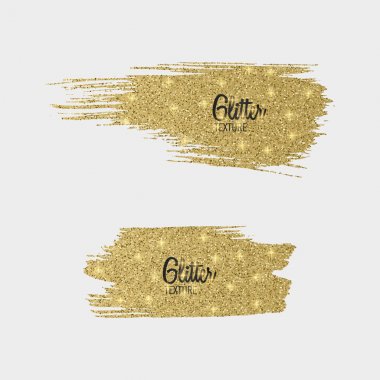 Altın glitter fırçalar beyaz zemin üzerine, parlak, lüks etkisi tasarımınız için ayarlayın. Vektör eps 10