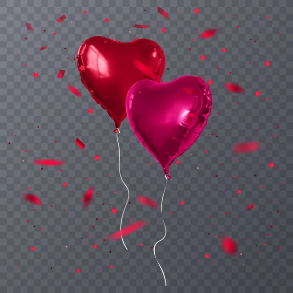 Ilustración vectorial de globos rojos forma de corazón. Feliz día de San Valentín — Archivo Imágenes Vectoriales