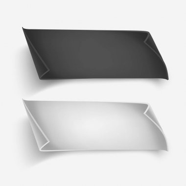 Siyah ve beyaz kağıt sayfa şablonu. Beyaz izole. Bir parça kağıt notlarınızın vektör eps 10 çizim